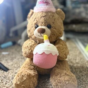 Birthday Teddy Bear with Cupcake